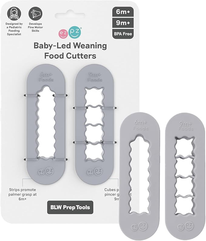 ezpz Baby Led Weaning Food Cutters | 2 Pack | For Ages 6 Months to 9 Months + (Pewter) | Amazon (US)