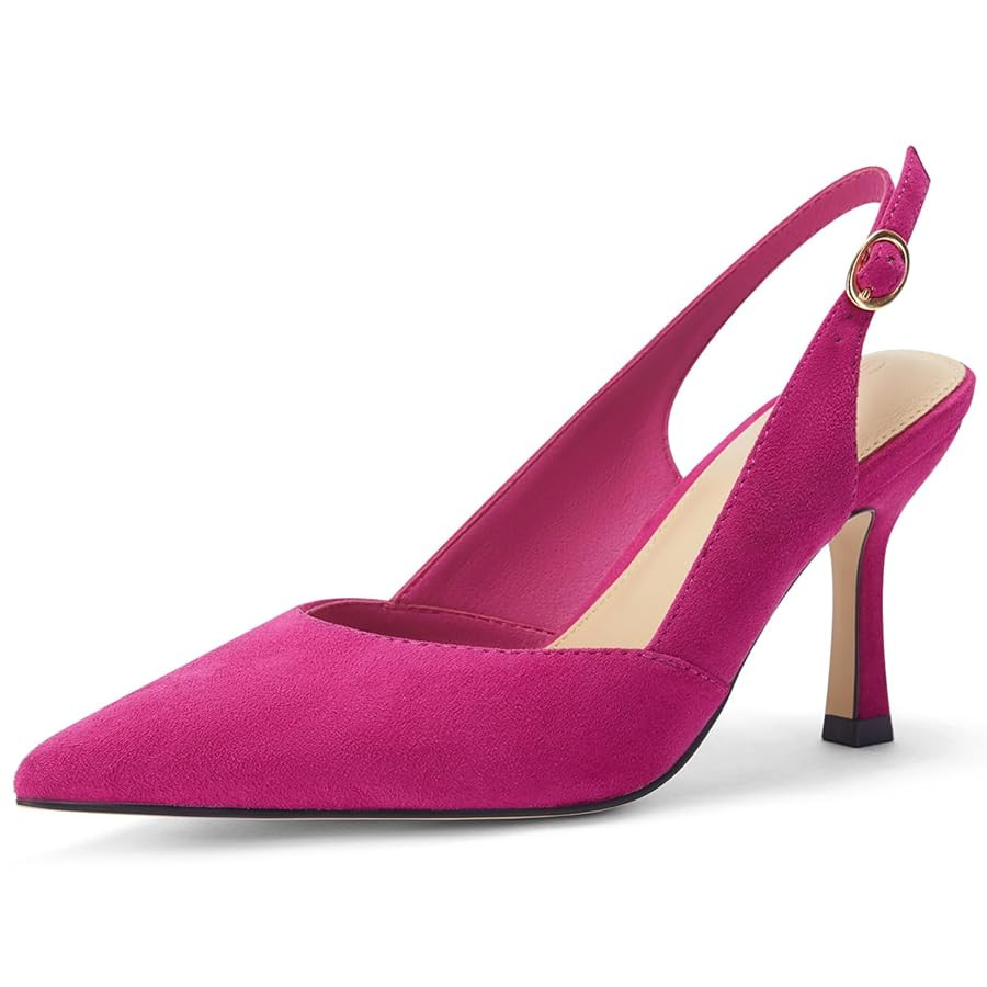 Rilista Women's Slingback Kitten Heels Closed Pointed Toe Wedding Party Dress Pumps Shoes | Amazon (US)