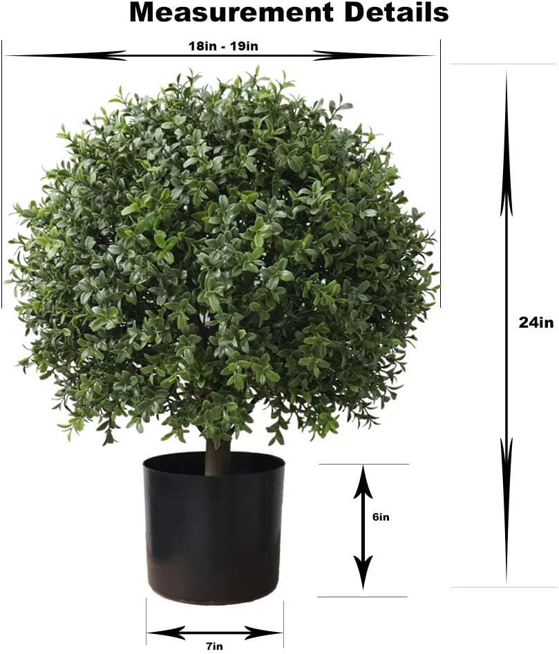 2'T 19''D Topiaries Trees Artificial Outdoors 2 Pack Fake Boxwood Bushes Outside Potted Tree | Amazon (US)