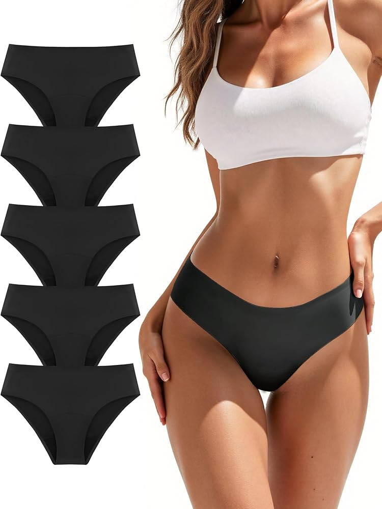 TIICHOO Period Underwear for Women Seamless Leakproof Bikini Regular Absorbency Period Panties 5 ... | Amazon (US)