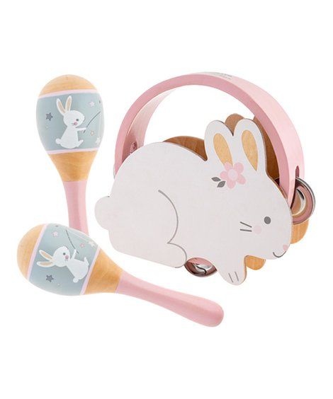 Pink & Yellow Bunny Wood Percussion Set | Zulily