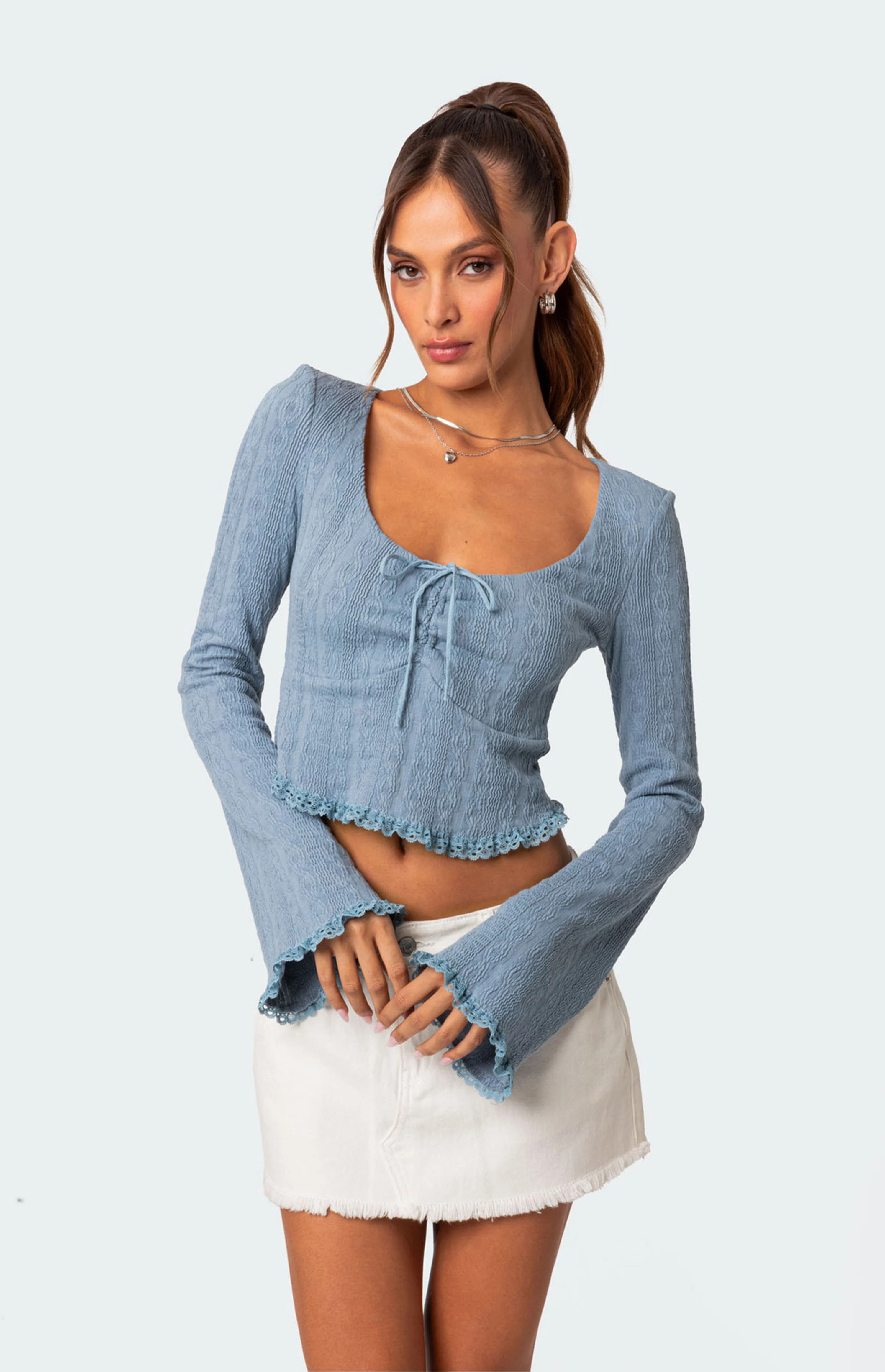 Edikted Lacey Long Sleeve Knit Top | PacSun