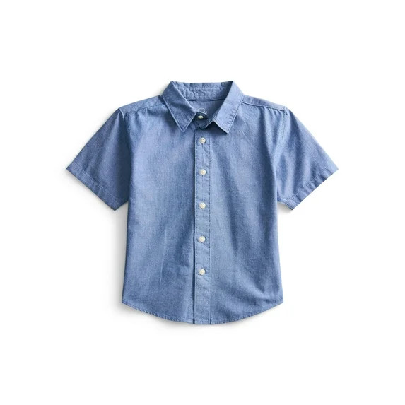 Wonder Nation Boys Cotton Woven Button-Down Shirt with Short Sleeves, Sizes 4-18 | Walmart (US)