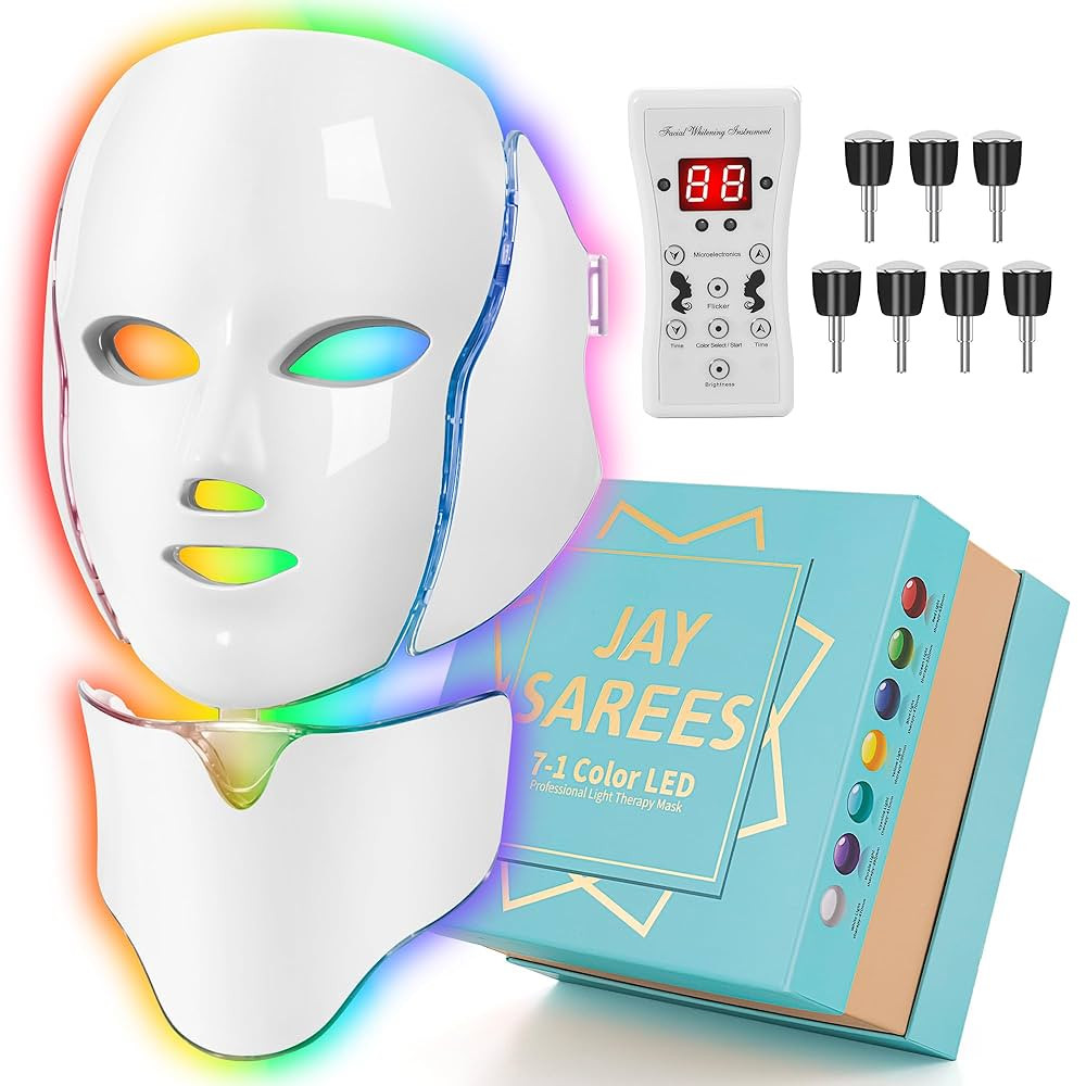 Red-Light-Therapy-for-Face, Led Face Mask Light Therapy, 7-1 Colors LED Facial Skin Care Mask (Wh... | Amazon (US)