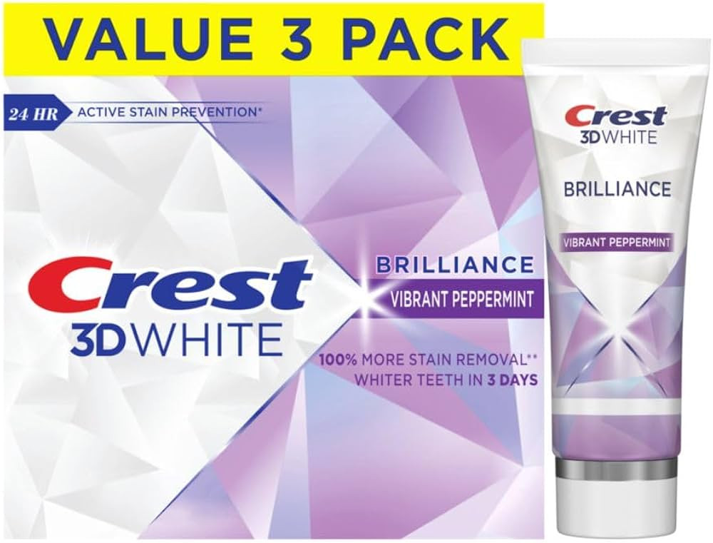 Crest 3D White Brilliance Vibrant Peppermint Teeth Whitening Toothpaste, 4.6 oz Pack of 3, Antica... | Amazon (US)