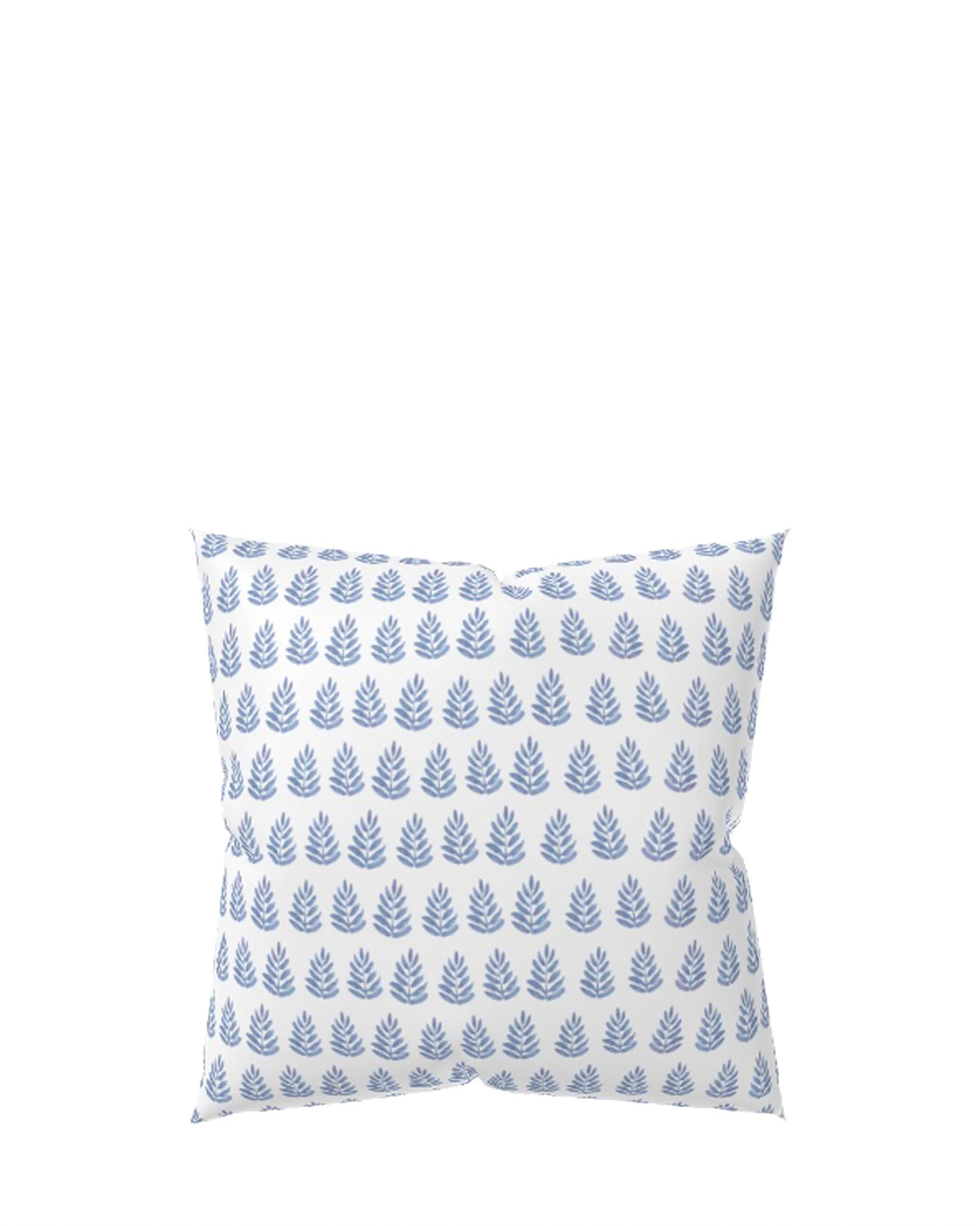 Block Print Leaves Throw Pillow in Blue | Sweet Pea and Whimsy