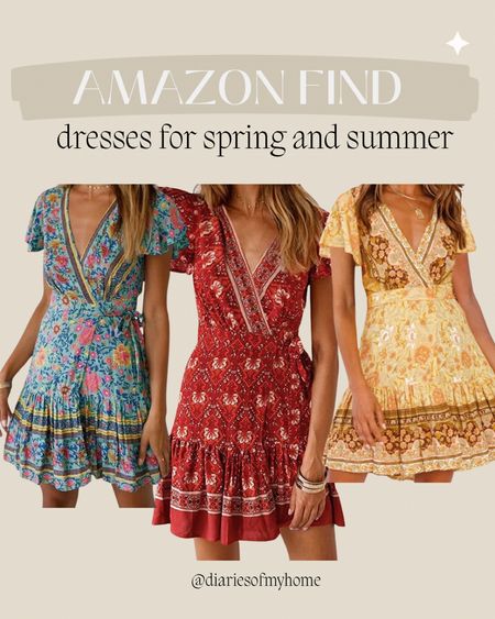 Amazon Find: dresses for spring and summer. These remind me of Farm Rio but for less 🤍

#dresses #dress #amazondress #wrapdress #forher #womensfashion #dressesforspring #vacation #vacay #travel #floral #summerdress #weddingguest 

#LTKSeasonal #LTKfindsunder100 #LTKfindsunder50