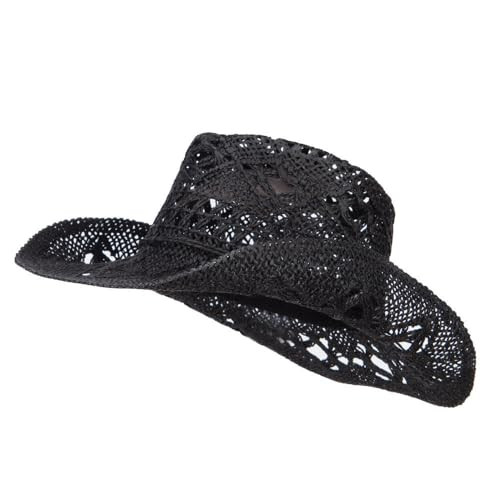 e4Hats.com Solid Color Straw Cowboy Hat - Black OSFM | Amazon (US)