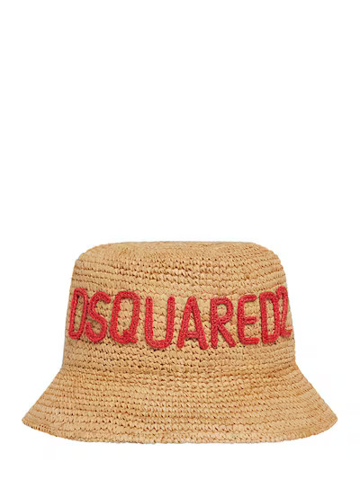 Dsquared2 - Logo raffia bucket hat - Natural | Luisaviaroma | Luisaviaroma