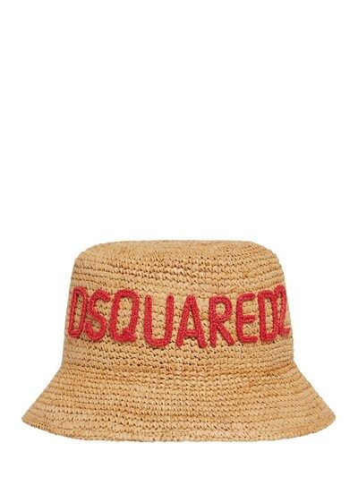 Dsquared2 - Logo raffia bucket hat - Natural | Luisaviaroma | Luisaviaroma