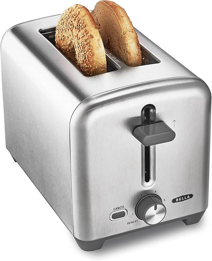bella Stainless Steel 2 Slice Toaster with Extra Wide Slots & Removable Crumb Tray, 6 Browning Op... | Amazon (US)