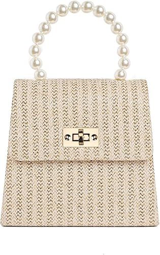 Mulian Lily Fashion Clutch Purse Pearl Top Handle Handbag With Crossbody Detachable Chain Classic... | Amazon (US)