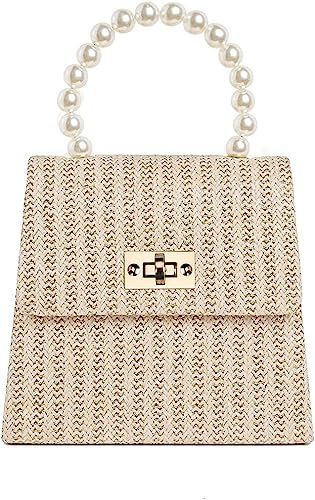 Mulian Lily Fashion Clutch Purse Pearl Top Handle Handbag With Crossbody Detachable Chain Classic... | Amazon (US)