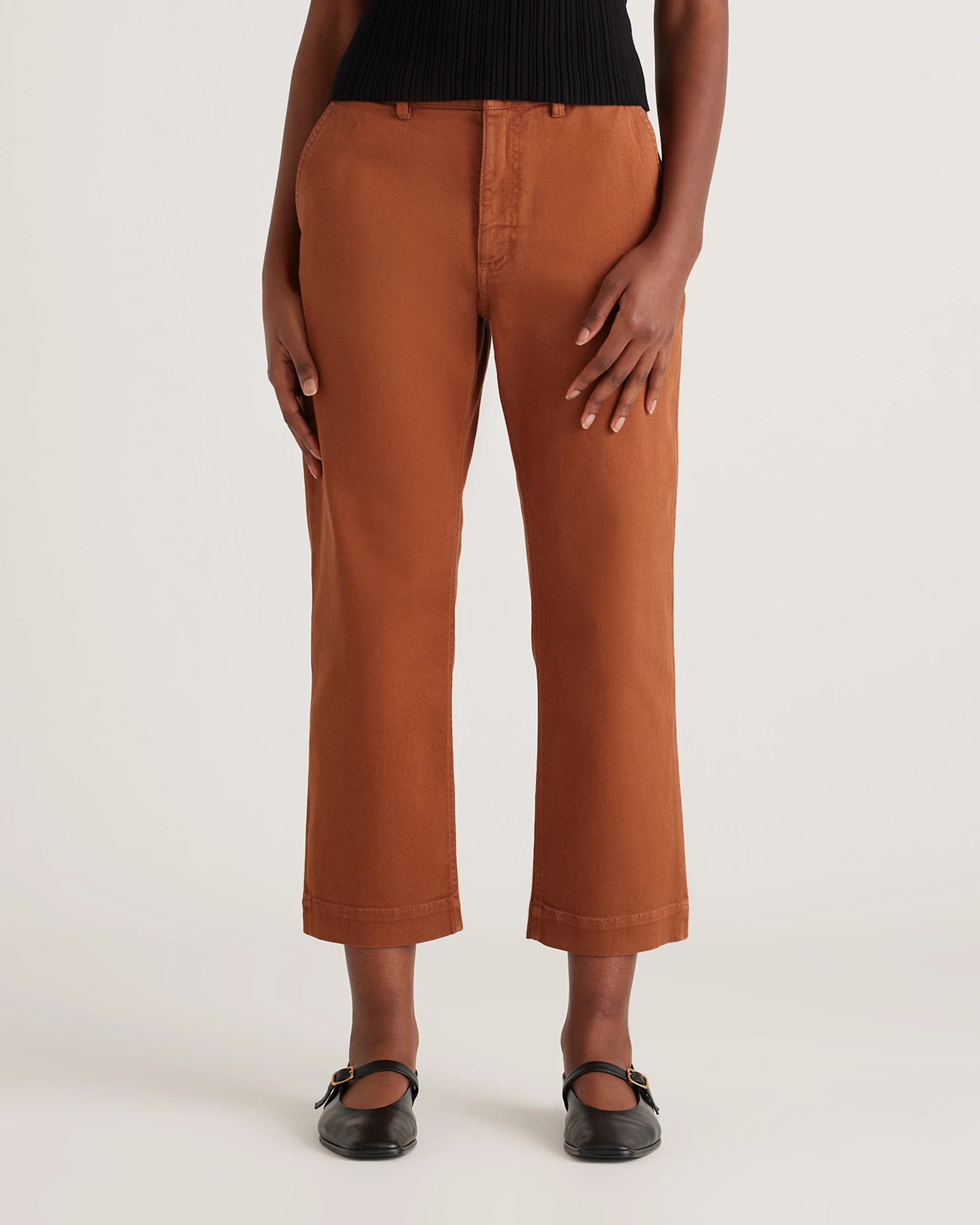 Organic Stretch Cotton Twill Straight Leg Cropped Pants | Quince