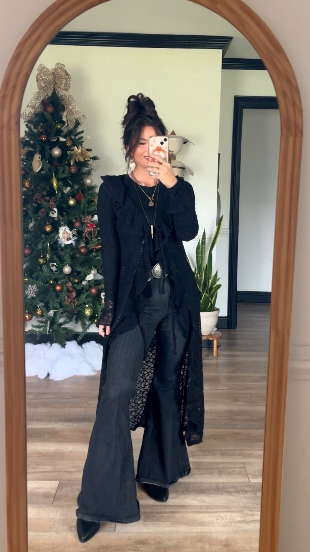 All black outfit! The perfect edgy boho look! Wearing xs in tops and 25x32 in flares!

#LTKSeasonal #LTKPetite #LTKootd