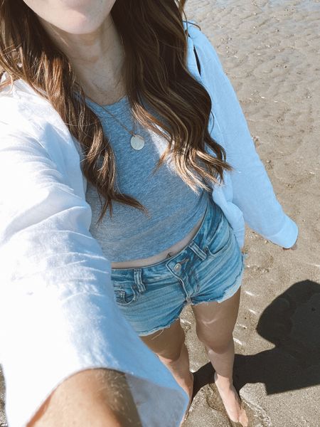 summer beach style inspo // linen shirt and gray tank top are from aritzia - similar styles linked 

#LTKstyletip #LTKSeasonal #LTKFind
