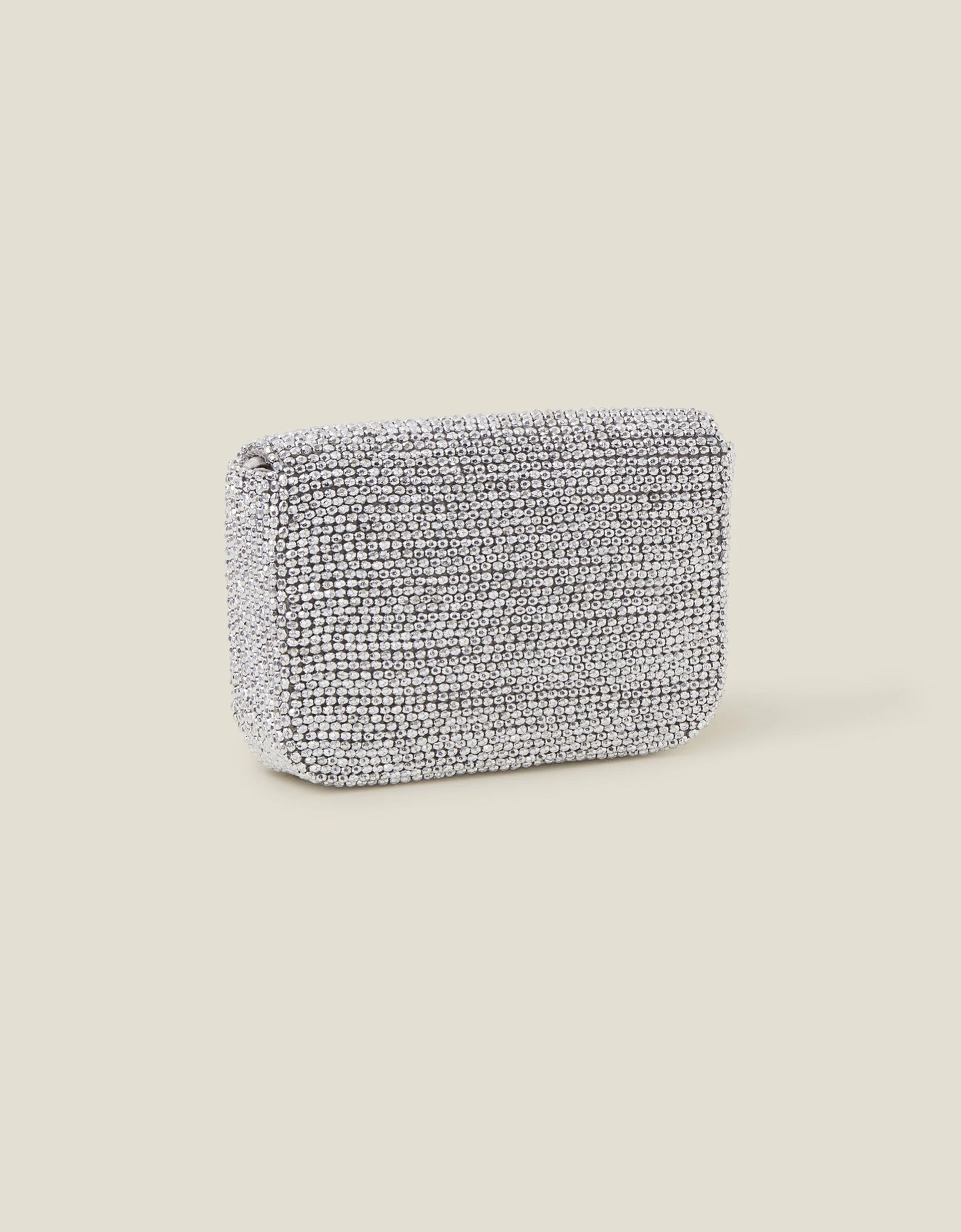 Fold Over Beaded Clutch Bag Silver | Accessorize (Global)