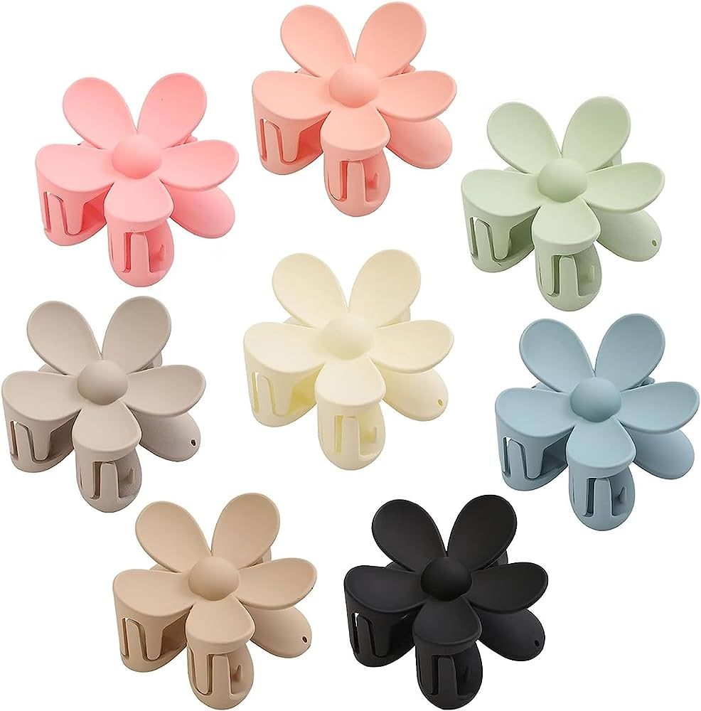 8PCS Flower Claw Clips, Hair Claw Clips for Thick Thin Hair, Matte Non Slip Flower Hair Clips, Stron | Amazon (US)