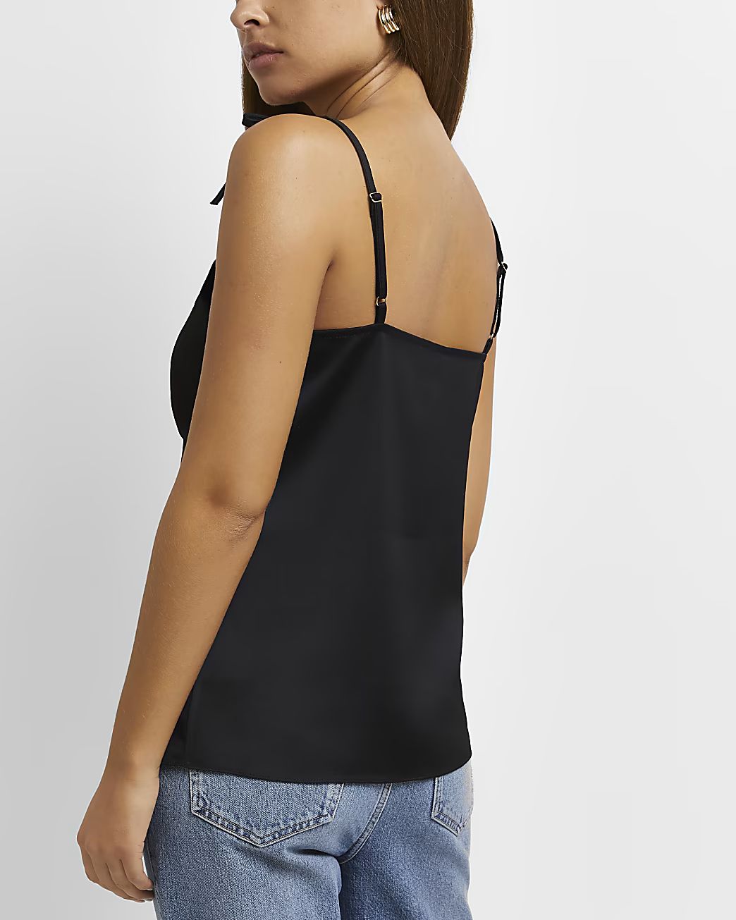 Black tie shoulder cami top | River Island (UK & IE)