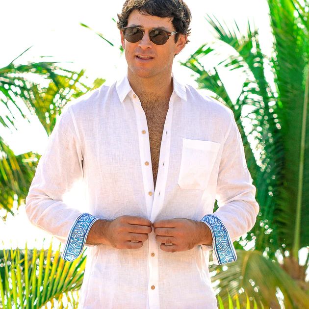 The Sol Searcher - Long Sleeve White Linen | Kenny Flowers