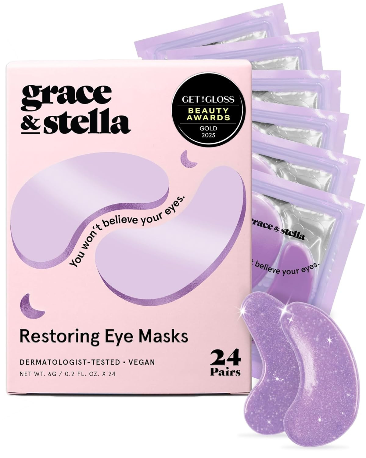 grace & stella Retinol Under Eye Patches for Puffy Eyes & Dark Circles - Restoring Gel Under Eye ... | Amazon (US)