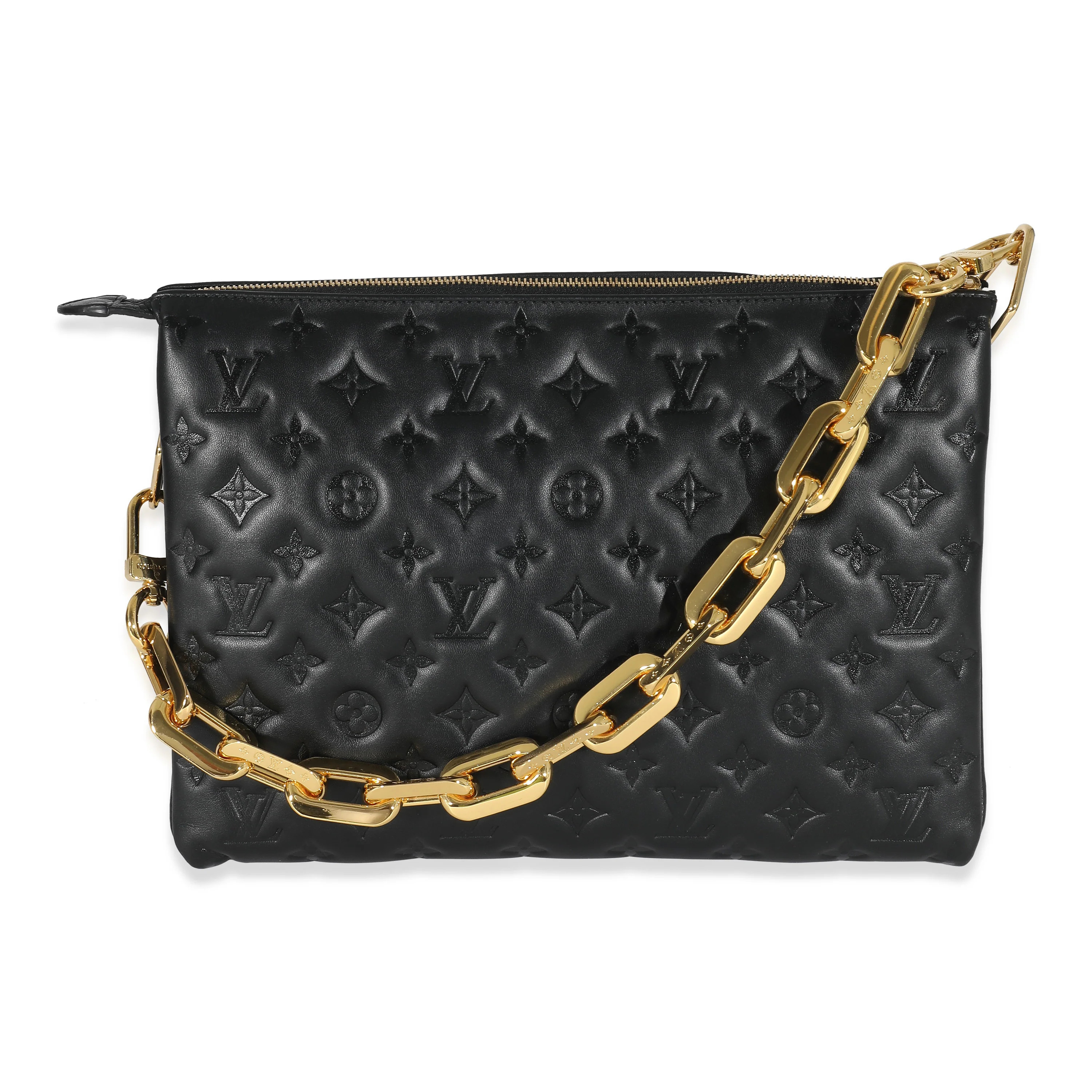 Louis Vuitton Black Monogram Puffy Lambskin Coussin MM | Shop Simon