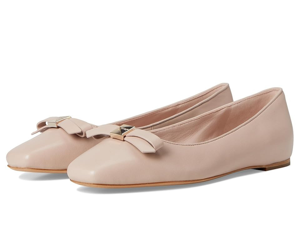Kate Spade New York Deco Bow Smooth Leather Flat Women's Flat Shoes Pale Vellum : 7.5 M | Zappos