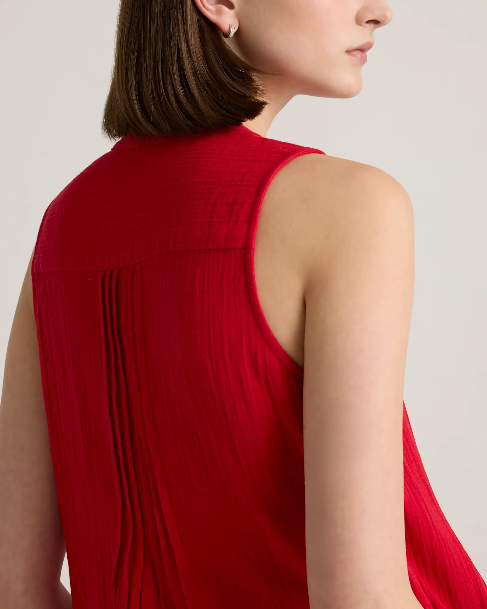 100% Organic Cotton Gauze Sleeveless Swing Dress | Quince