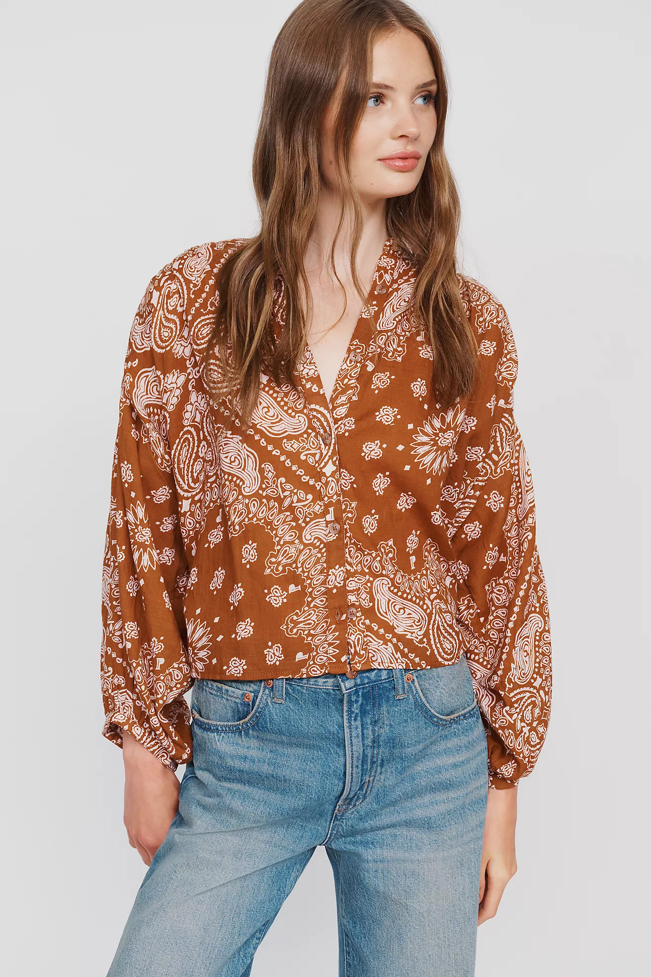 Pilcro Sidney 100% Cotton Batwing Blouse | Anthropologie (US)
