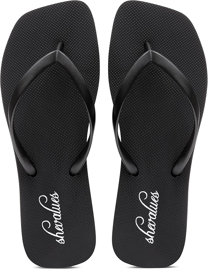 shevalues Women's Slim Square Toe Flip Flops Comfortable Summer Rubber Thong Sandals for Beach, S... | Amazon (US)