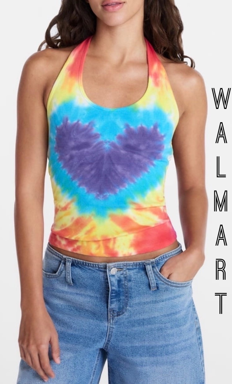 No Boundaries Heart Tie Dye Halter Cotton Tank Top
