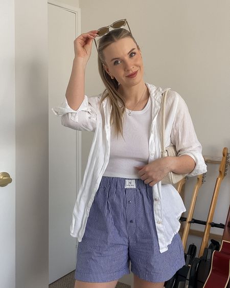 Day 7/30 summer outfit inspo - this day was not a slay but we got a cosy outfit! Boxer shorts are so cute. I think this would be a beach outfit or a very casual coffee/brunch moment #LTKGift 

#LTKaustralia #LTKGiftGuide #LTKstyletip