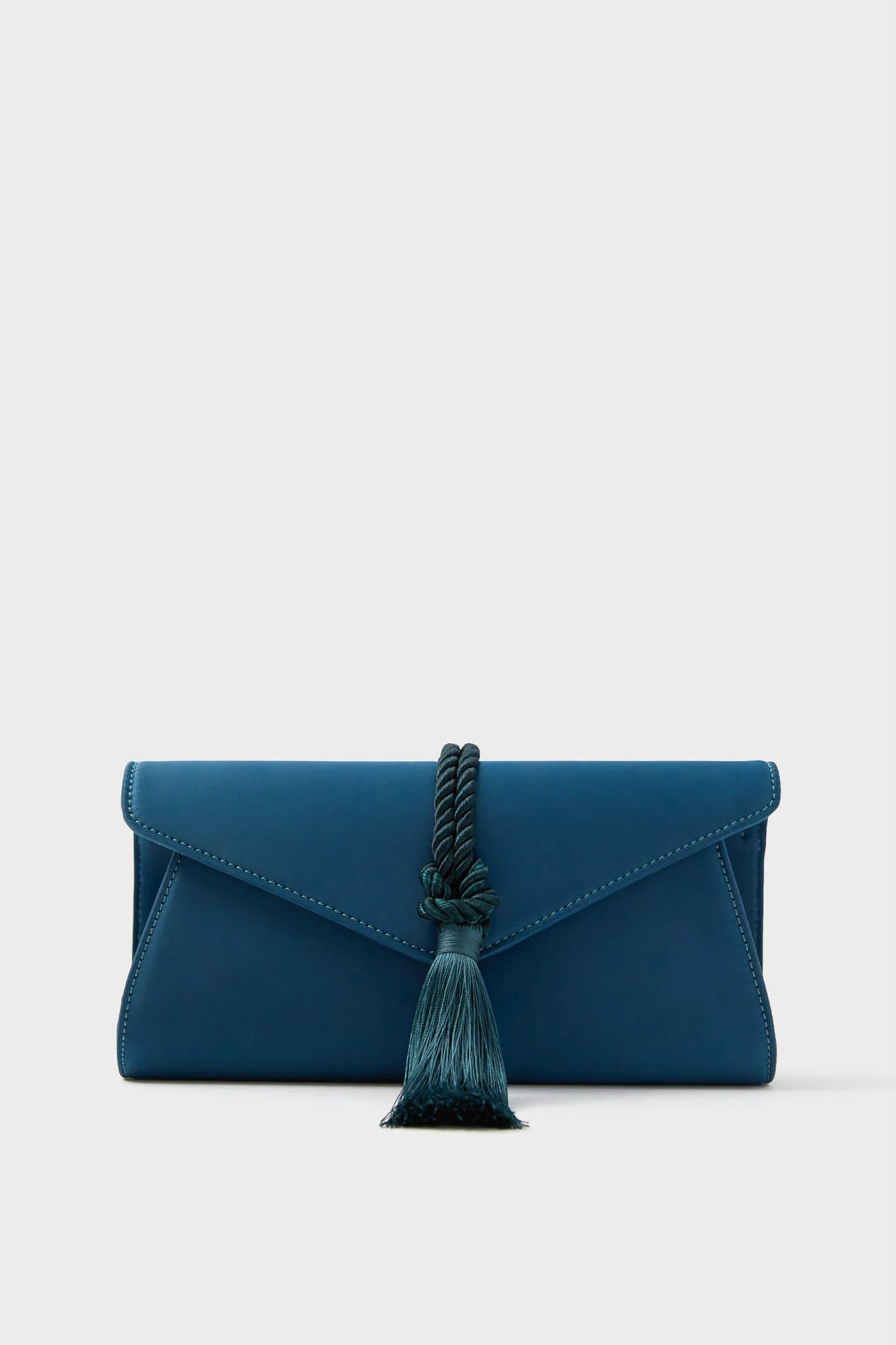 Peacock Blue Satin Gabrielle Clutch | Tuckernuck (US)