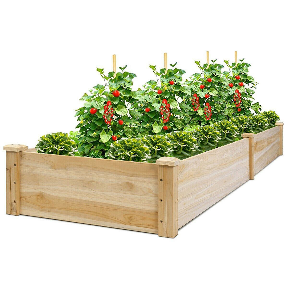 Costway Wooden Vegetable Raised Garden Bed Backyard Patio Grow Flowers Planter | Target