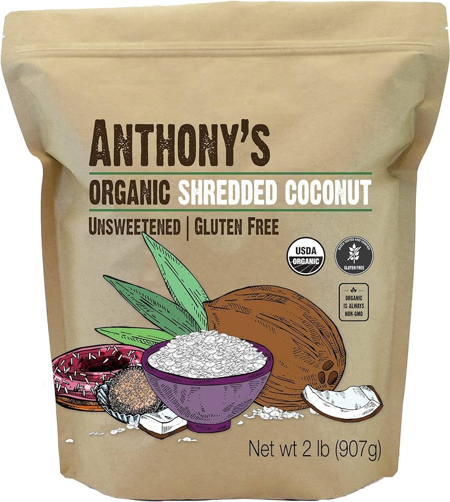 Anthony's Organic Shredded Coconut, 2 lb, Unsweetened, Gluten Free, Non GMO, Vegan, Keto Friendly | Amazon (US)