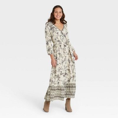 Women's Floral Print Long Sleeve Wrap Dress - Knox Rose™ | Target