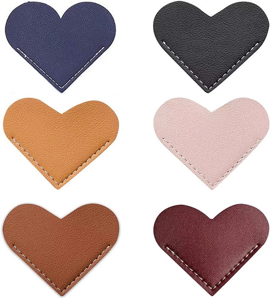 6 Pieces Leather Heart Bookmarks Cute Bookmarks Heart Page Corner Handmade Book Marks Leather Rea... | Amazon (US)