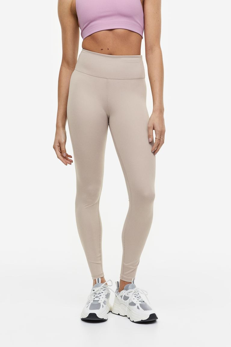 High Waist Sports tights - Light beige - Ladies | H&M GB | H&M (UK, MY, IN, SG, PH, TW, HK)