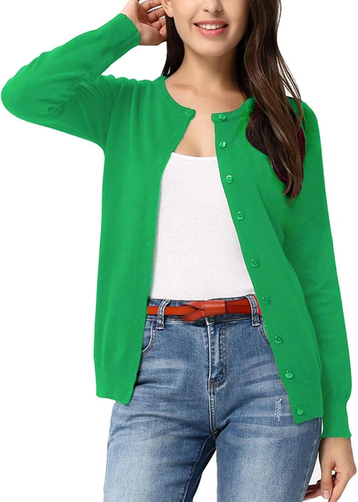 GRACE KARIN Womens Long Sleeve Knit Cardigan Sweaters Casual Dressy Open Front Button Down Cardig... | Amazon (US)