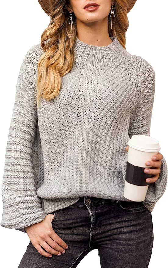 BerryGo Chunky Crewneck Sweaters Long Sleeve Oversized Cable Knit Sweater | Amazon (US)