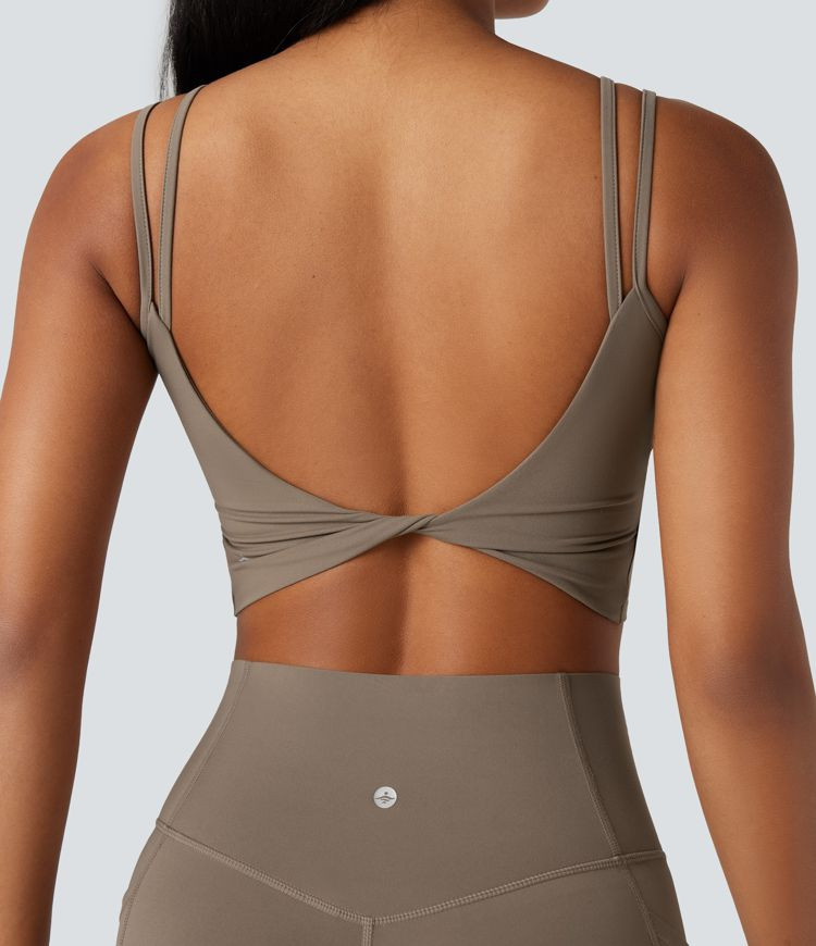 Women’s Halara UltraSculpt™ Double Straps Twisted Backless Cropped Yoga Tank Top - Halara | HALARA