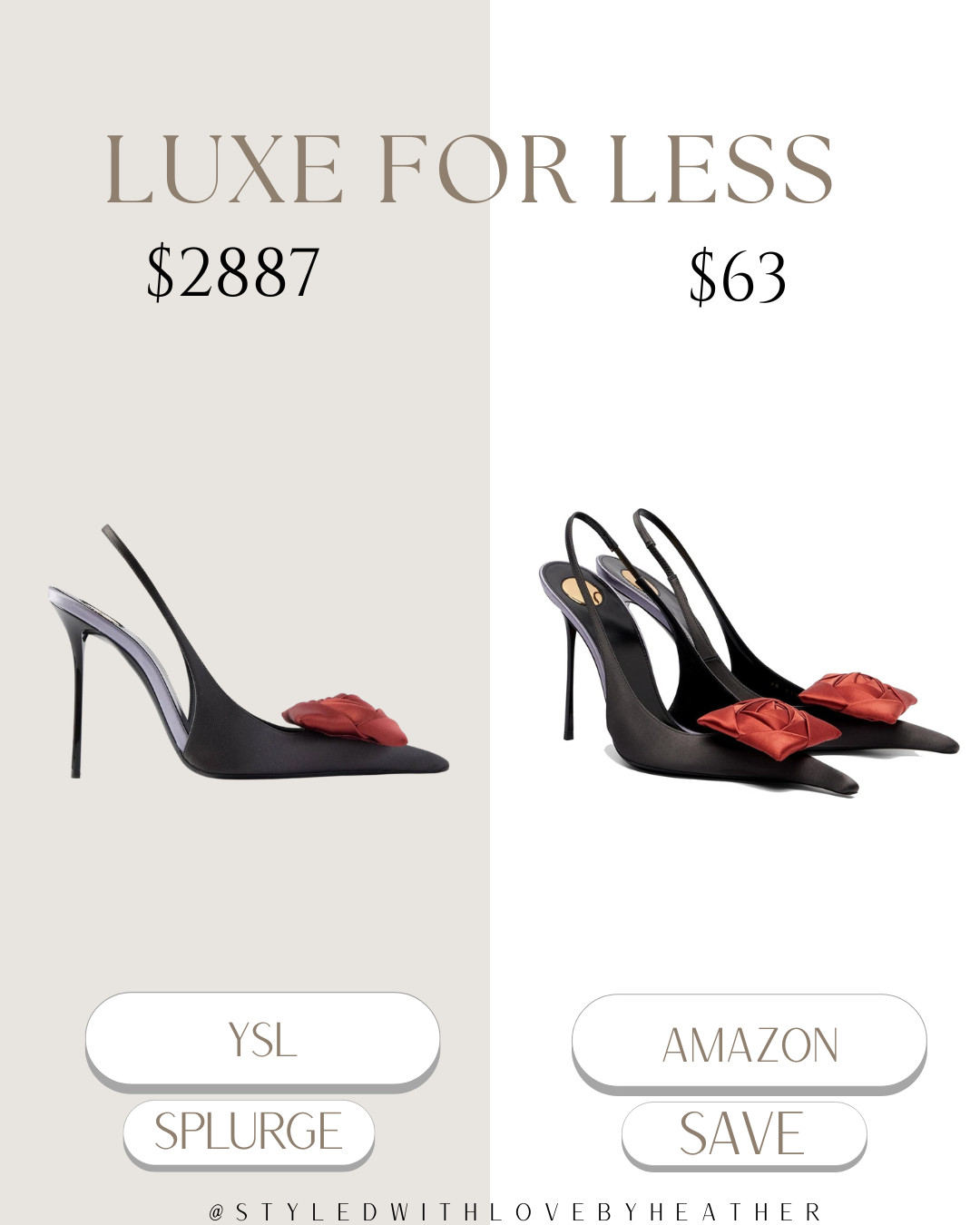 ✨ Luxe for Less: YSL vs Amazon Statement Slingback Heels ✨

Love the look of these YSL slingback heels with the bold statement detail but not the $2,800+ price tag? This Amazon find delivers the same elegant pointed toe, sleek stiletto silhouette, and statement front detail — perfect for date nights, events, or elevating a classic all-black outfit.

Chic, timeless, and designer-inspired without the splurge.

Shop the splurge vs. save on my LTK ✨

 

 #LTKgrwm #LTKootd #LTKPetite