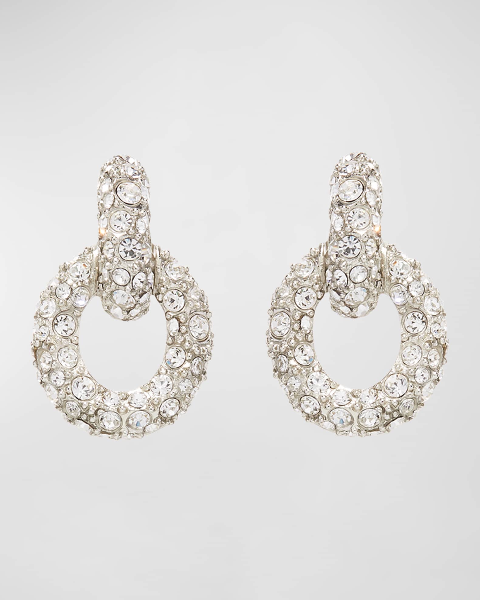 Oscar de la Renta Fortuna Crystal Hoop Drop Earrings | Neiman Marcus