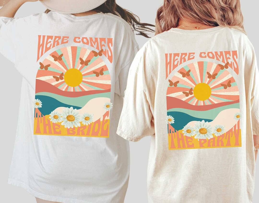 Here Comes the Bride, Vintage Bride T-shirt, Retro Bachelorette Party Shirts Custom Name Tee 70s ... | Etsy (US)