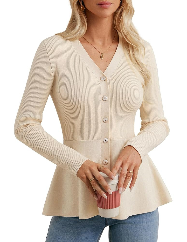 GRACE KARIN Long Sleeve Cardigan Sweaters for Women, Button Up Knit Blazer, Lightweight Business ... | Amazon (US)