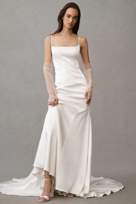 Jenny by Jenny Yoo Ronnie Fitted Stretch Satin Wedding Gown | Anthropologie (US)