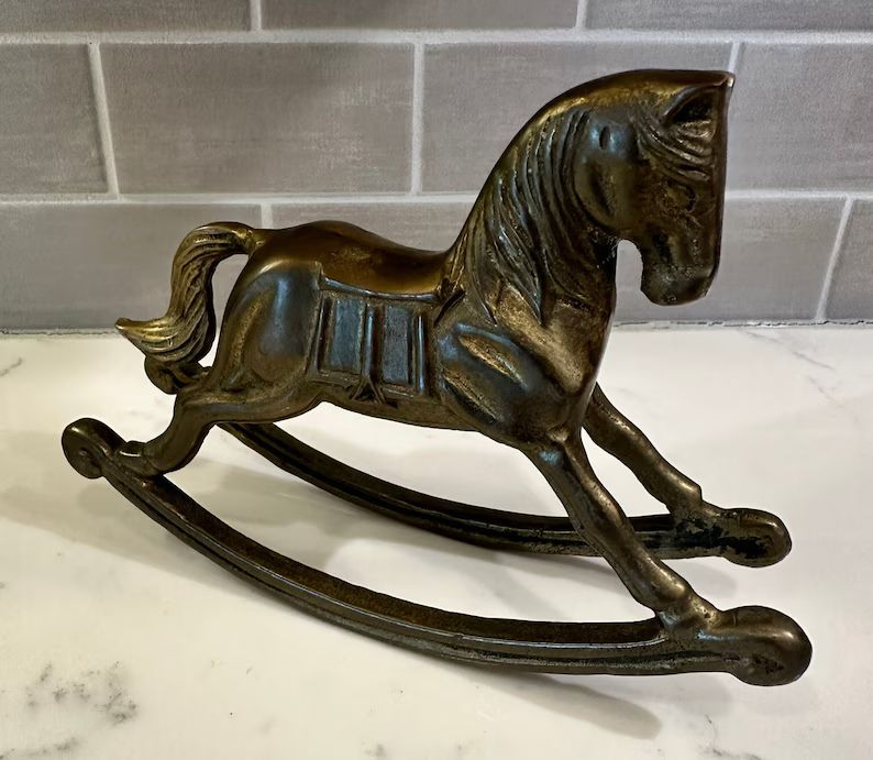 Vintage Enesco Solid Brass Rocking Horse - Etsy | Etsy (US)