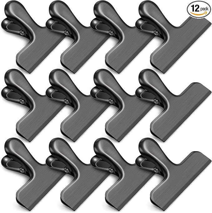 12 Pack Stainless Steel Chip Clips, Bag Clips for Food, Heavy Duty Chip Bag Clip for Kitchen and ... | Amazon (US)
