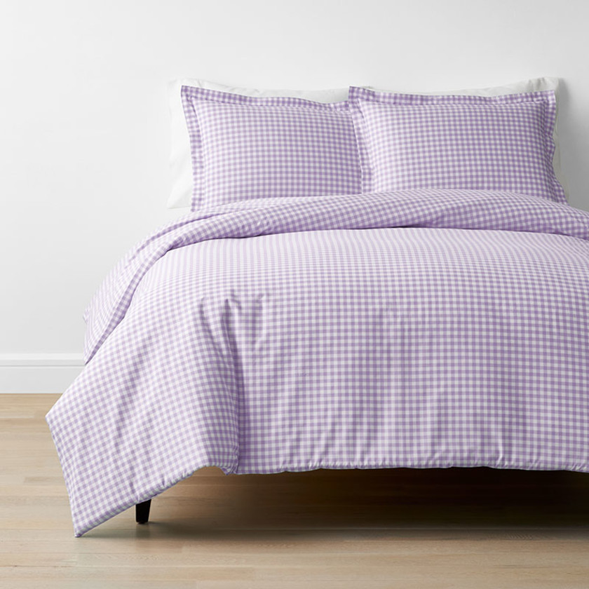 Gingham Classic Cool Organic Cotton Percale Duvet Cover Set - Petal Pink, Plaid Print, Twin/Twin XL/Plaids | The Company Store | The Company Store