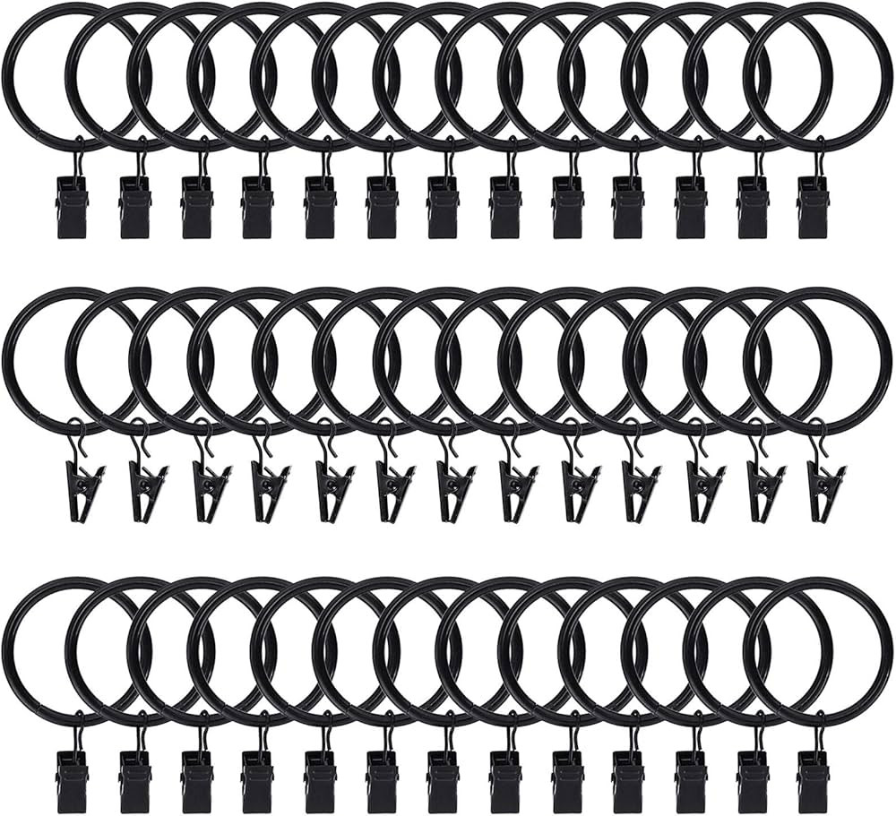 40 Pack Curtain Rings with Clips Hooks 1.26 inch Rustproof Matte Metal Stainless Steel Drapery Ri... | Amazon (US)